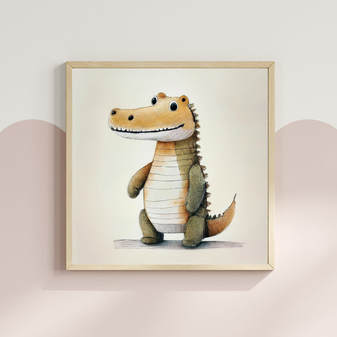 Scandi Watercolour Safari Crocodile Nursery Premium Print