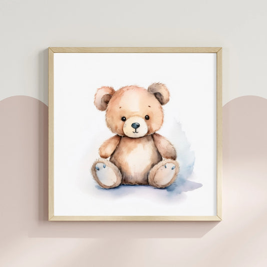 Cute Teddy Bear Watercolour Nursery Print