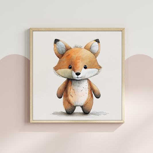 Scandi Watercolour Woodland Fox Nursery Premium Print