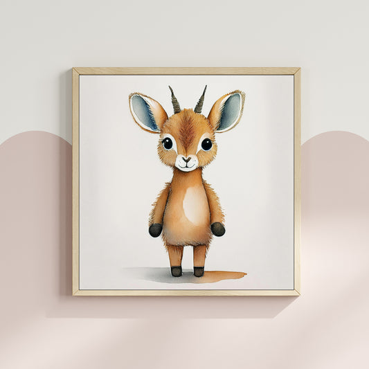 Scandi Watercolour Safari Gazelle Nursery Premium Print