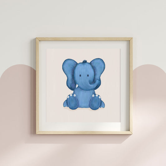 Square Safari Elephant Nursery Wall Print