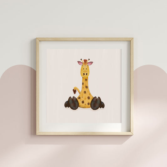 Square Safari Giraffe Nursery Wall Print