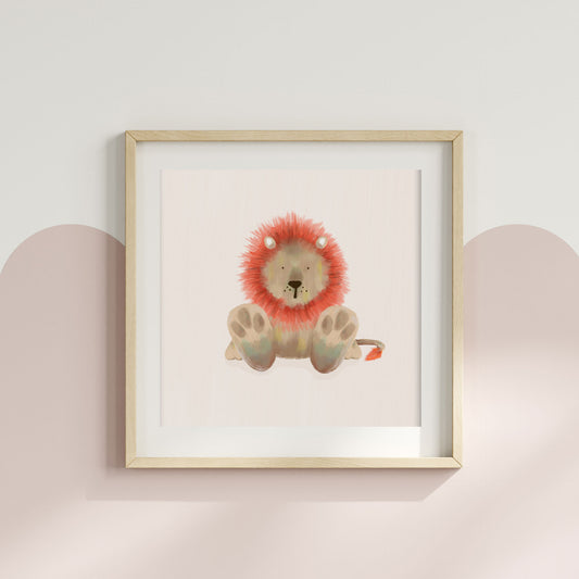 Square Safari Lion Nursery Wall Print