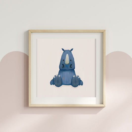 Square Safari Rhino Nursery Wall Print