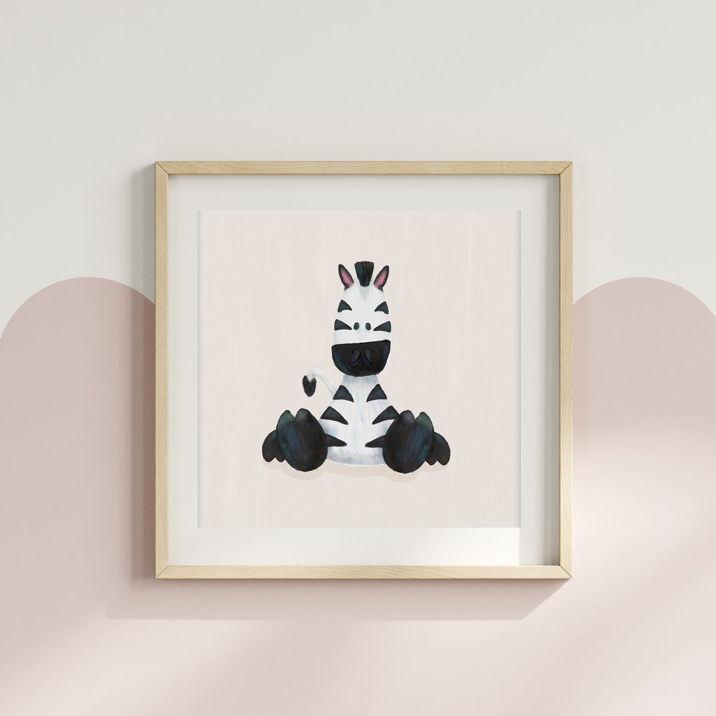 Square Safari Zebra Nursery Wall Print