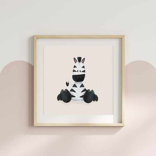 Square Safari Zebra Nursery Wall Print